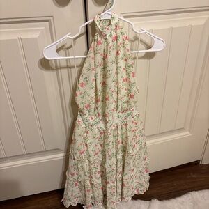 love, Fire Floral Halter Dress - Pink and Cream